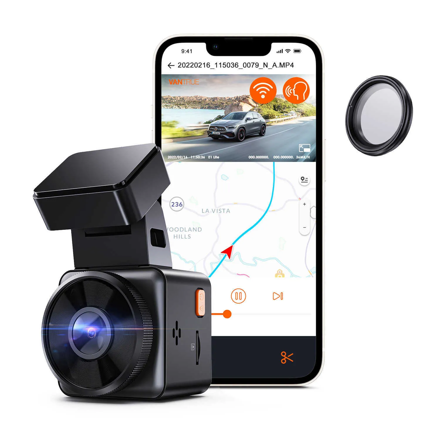 Vantrue E1 Lite dashcam ultracompacta
